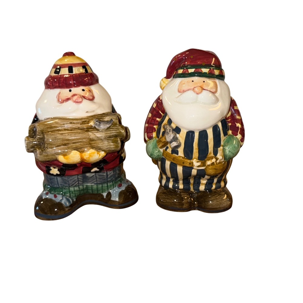 Sakura Santa Salt and Pepper Shakers Set OS Multicolor Good Ceramic Christmas